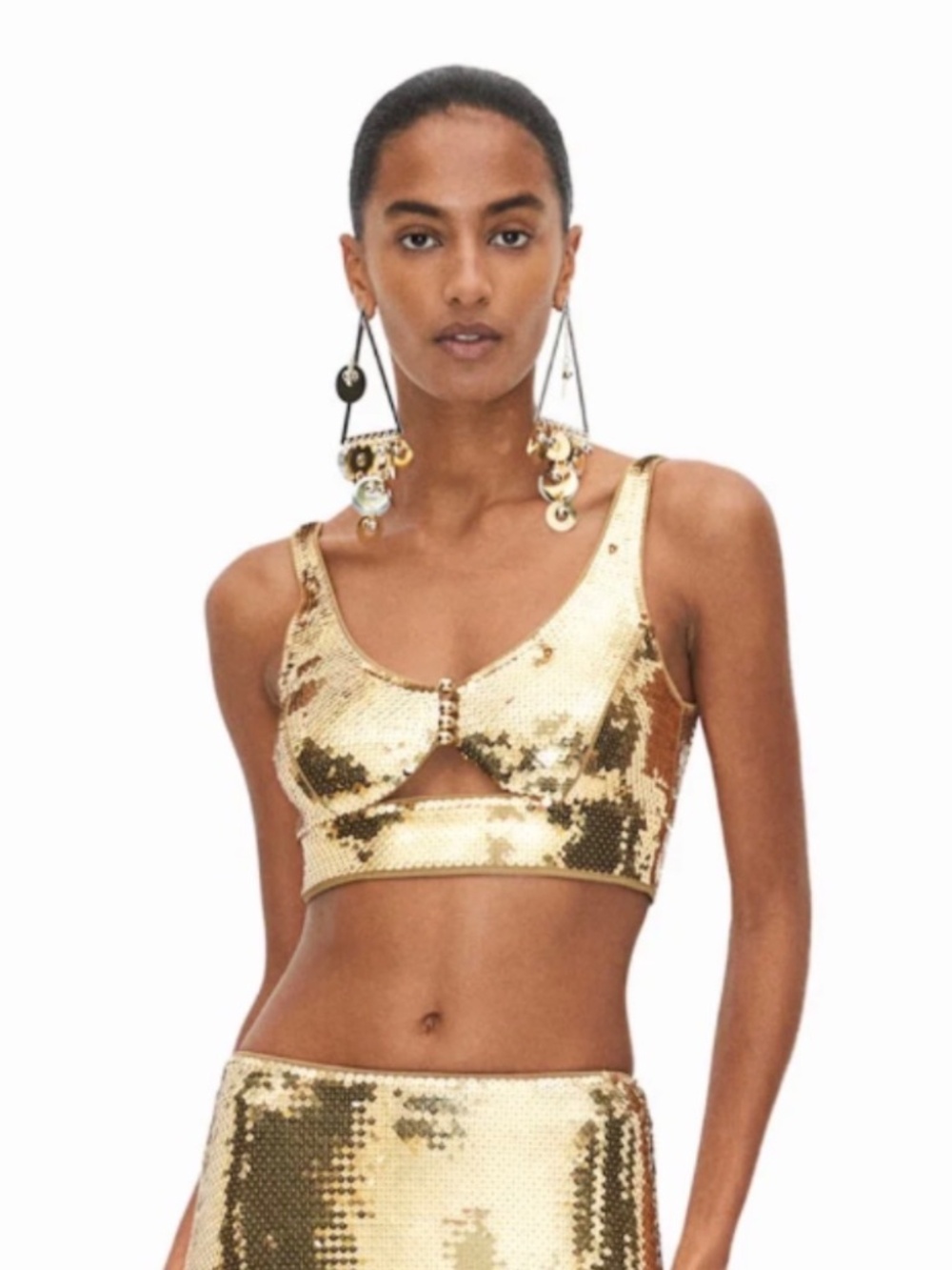 H&M x Paco Rabanne Gold Sequin Crop Top